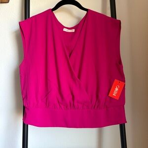Pink Sleeveless Wrap Top